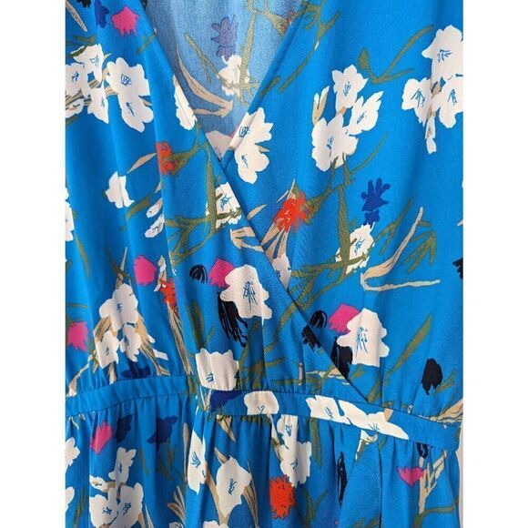 J. Crew Mercantile High‎ Low Faux Wrap Dress women's size Medium Blue floral - Picture 6 of 11